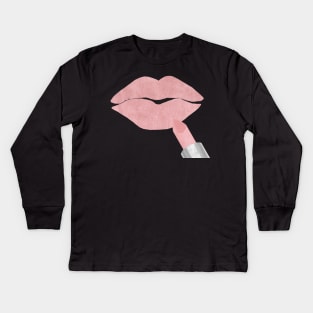Pink Lipstick Kiss Kids Long Sleeve T-Shirt